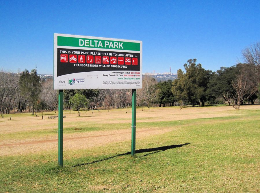 Знак Delta Park в Рандбурге, Южная Африка